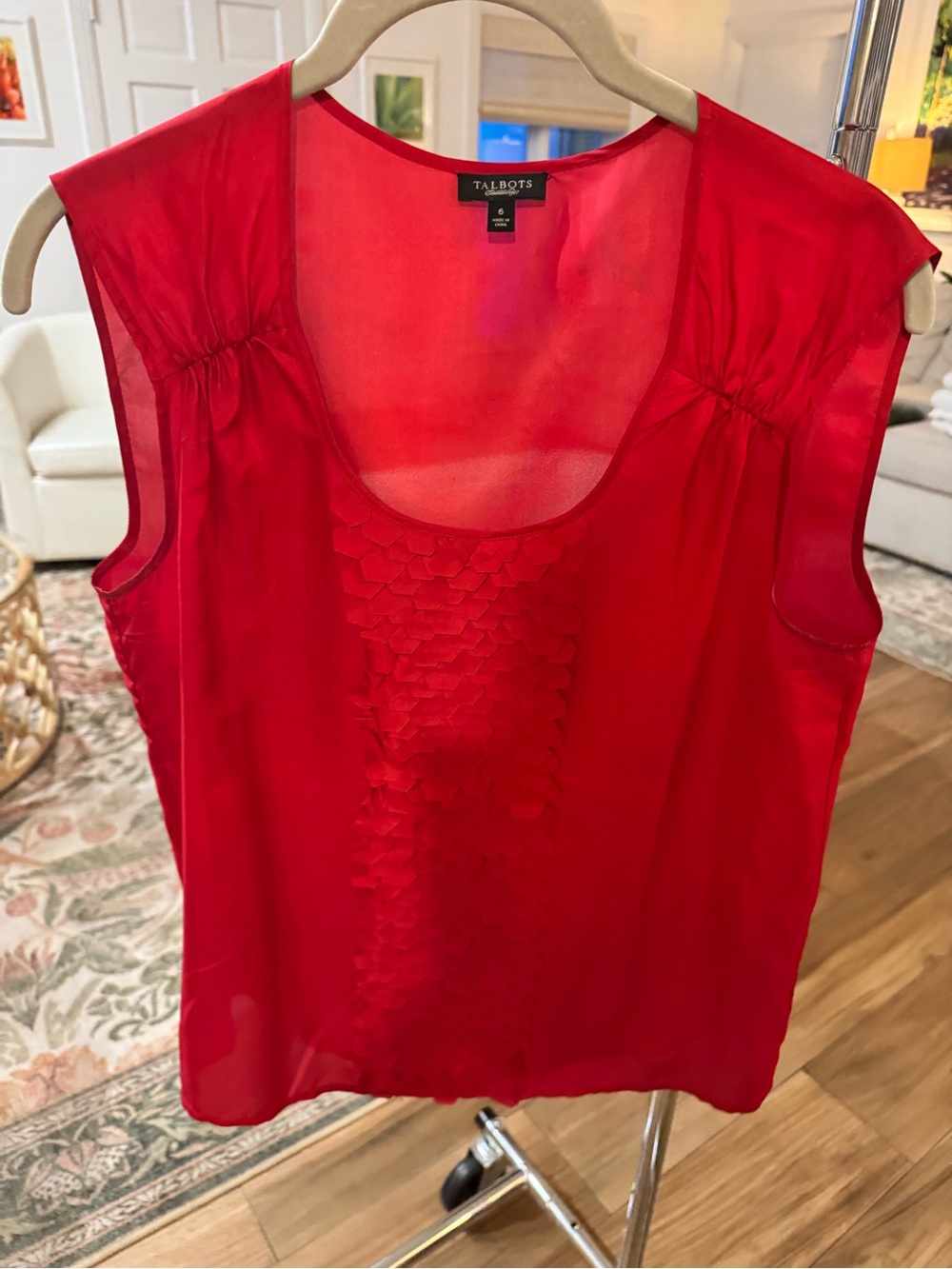 Talbots Vibrant Red Sleeveless Scoop-Neck Blouse